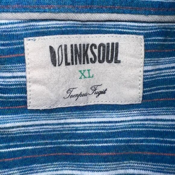 Linksoul Men’s XL 1/4 Button Polo Short Sleeved Striped Knit Preppy Logo Shirt - Picture 7 of 11